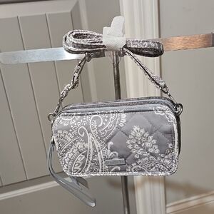 Vera Bradley RFID All In One Crossbody Bag In Cloud Gray Paisley